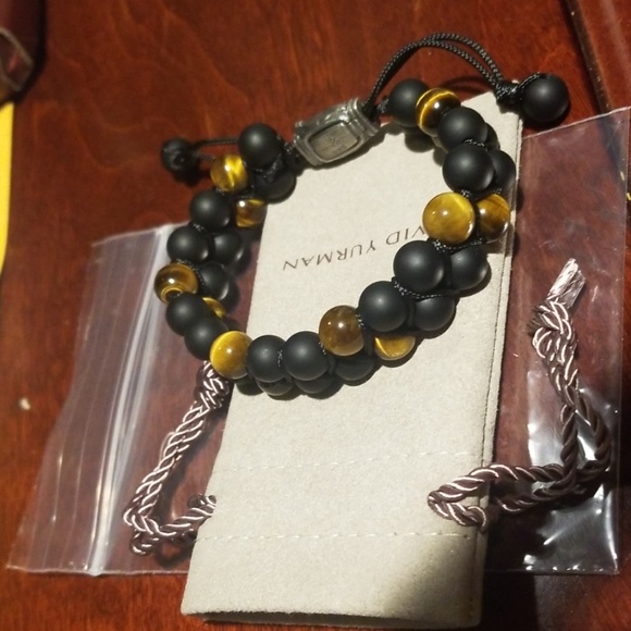 David Yurman Black and Gold Tiger Eye Bracelet - Picture 2 of 3